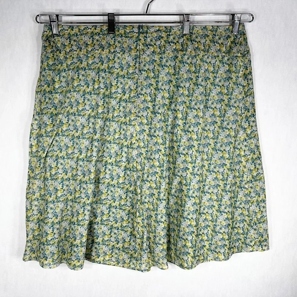 Talbots Plus Size 16W Skirt Floral Lined Zip Green Yellow Knee Length‎ 1045
